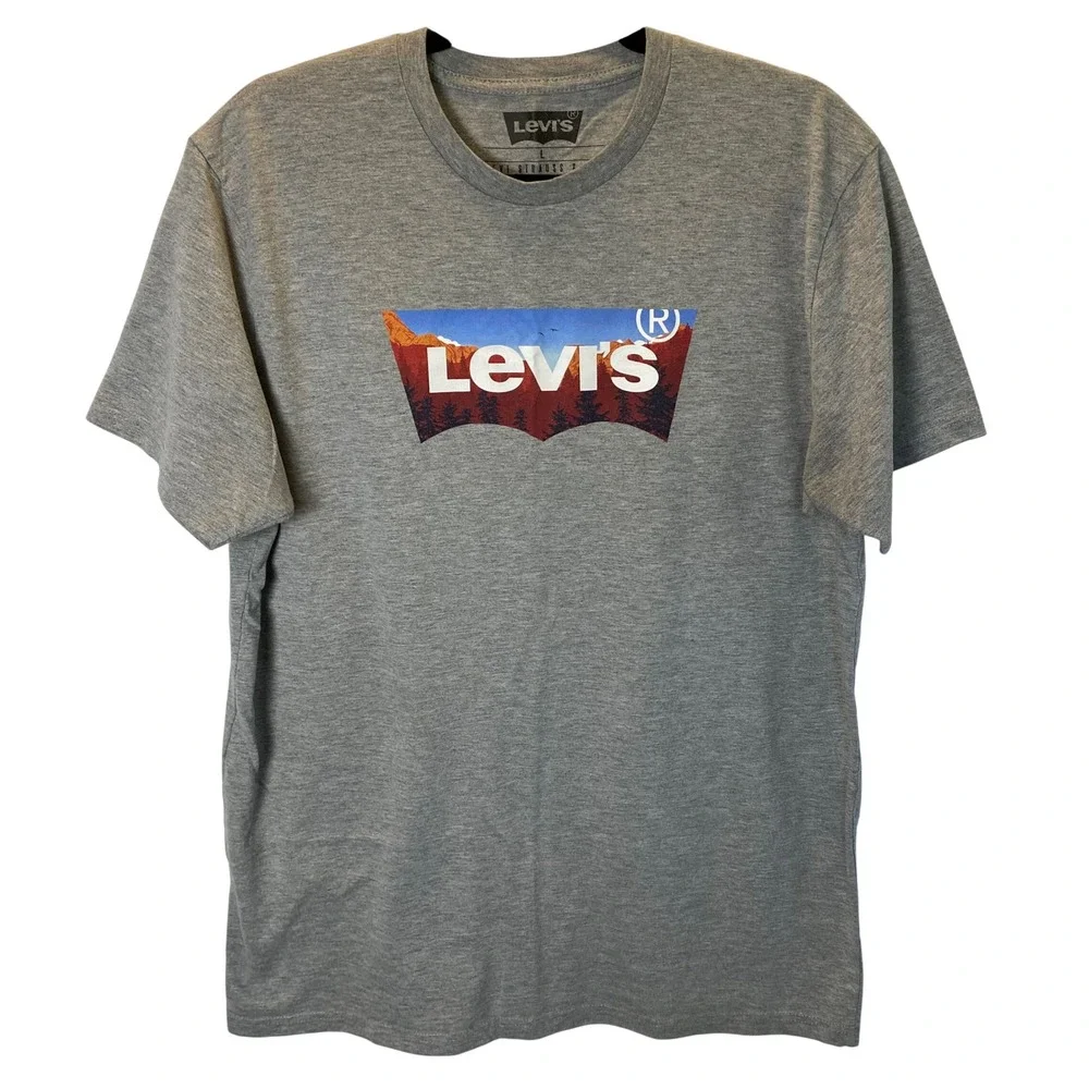 Levi's Graphic T-Shirt Mens Large Heather Grey Logo‎ Casual Everyday Outdoors
